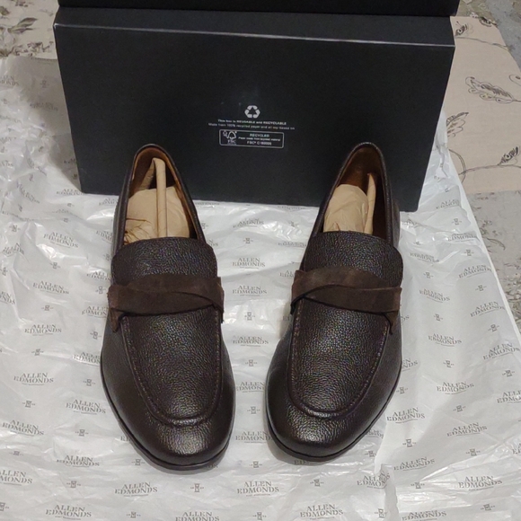 Allen Edmonds Dark Brown Textured Loafers